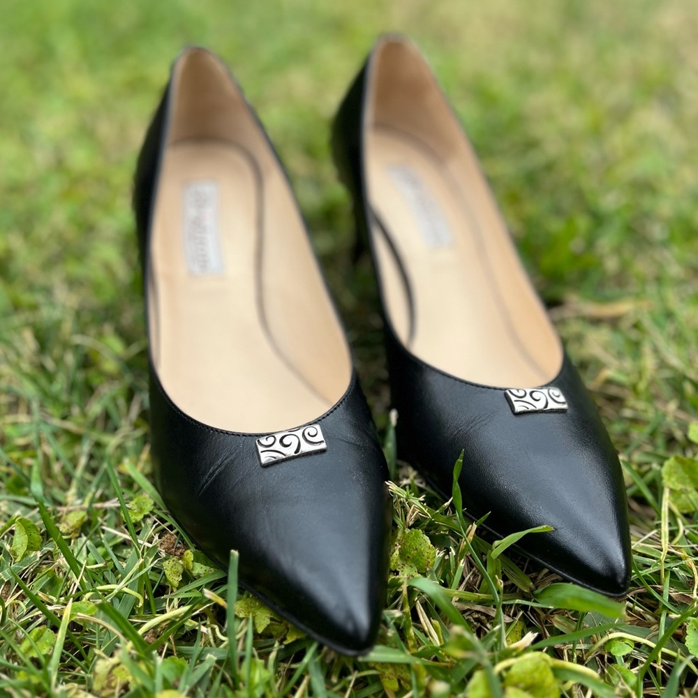 Brighton Young Black Genuine Italian Leather Pointy Toe High Heel Pumps